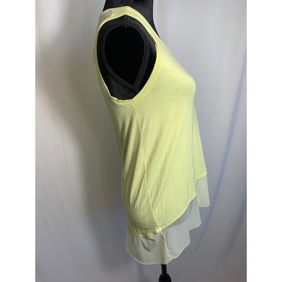 Black Label Lemon Yellow Sheer Inset Sleeveless Tank Top Sz 0 - Picture 2 of 4